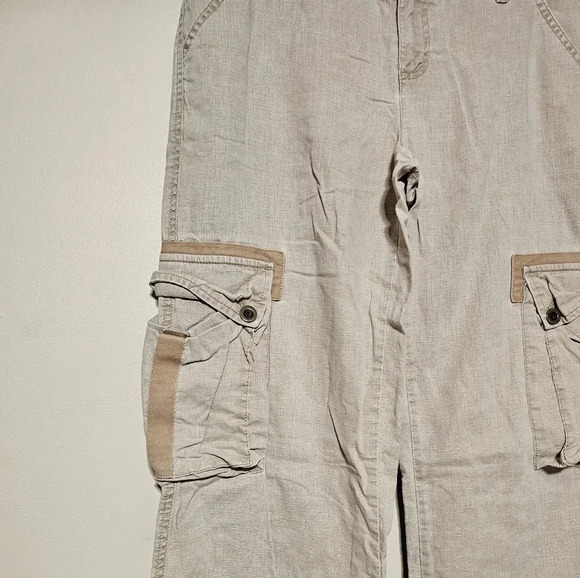 Tommy Jeans Linen Blend Cargo Pants Women's Juniors Size 9 Tan Convertible - Picture 3 of 11